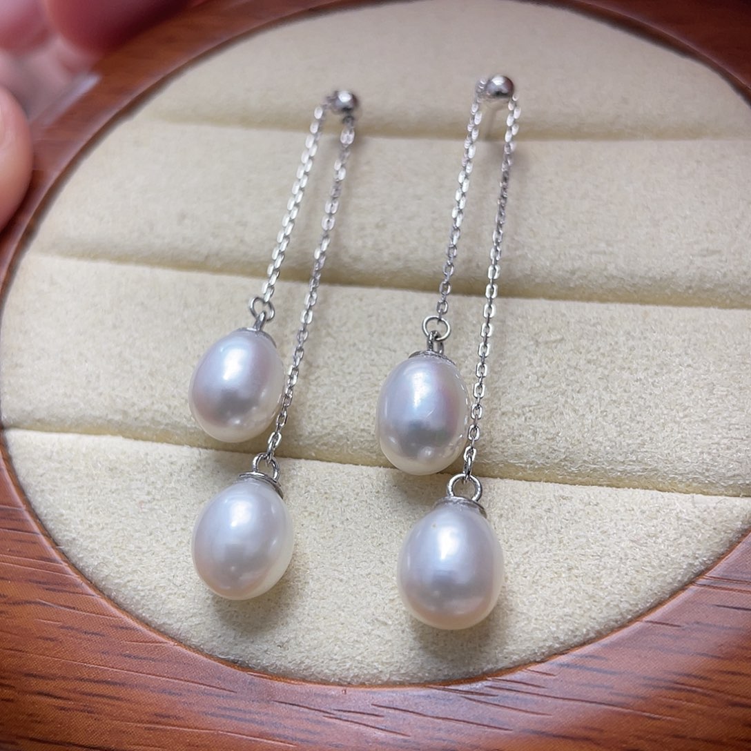 淡水珍珠耳饰银S925镶嵌