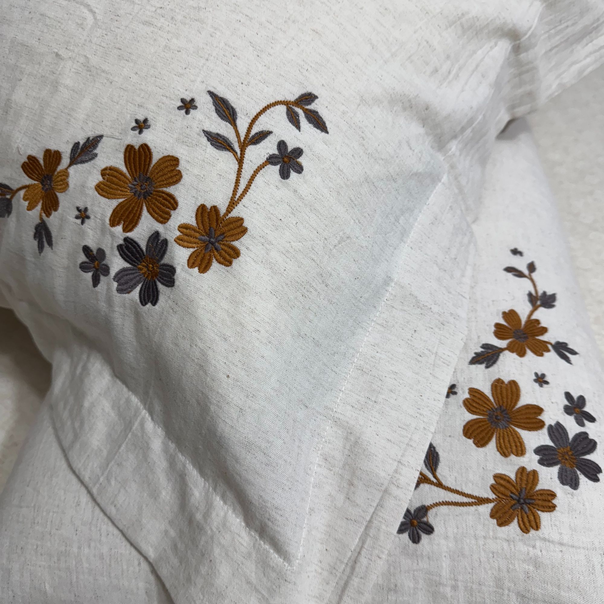 【花曼枕套亚麻花色碎花绣花】-棉麻刺绣枕套舒适透气干爽简约高级~