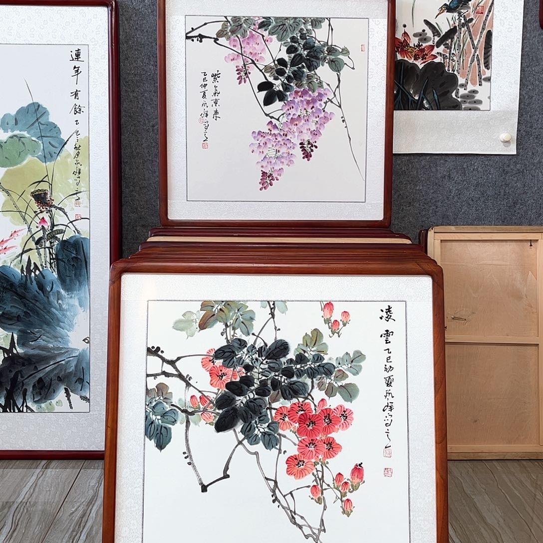 国画书画作品带框63×63
