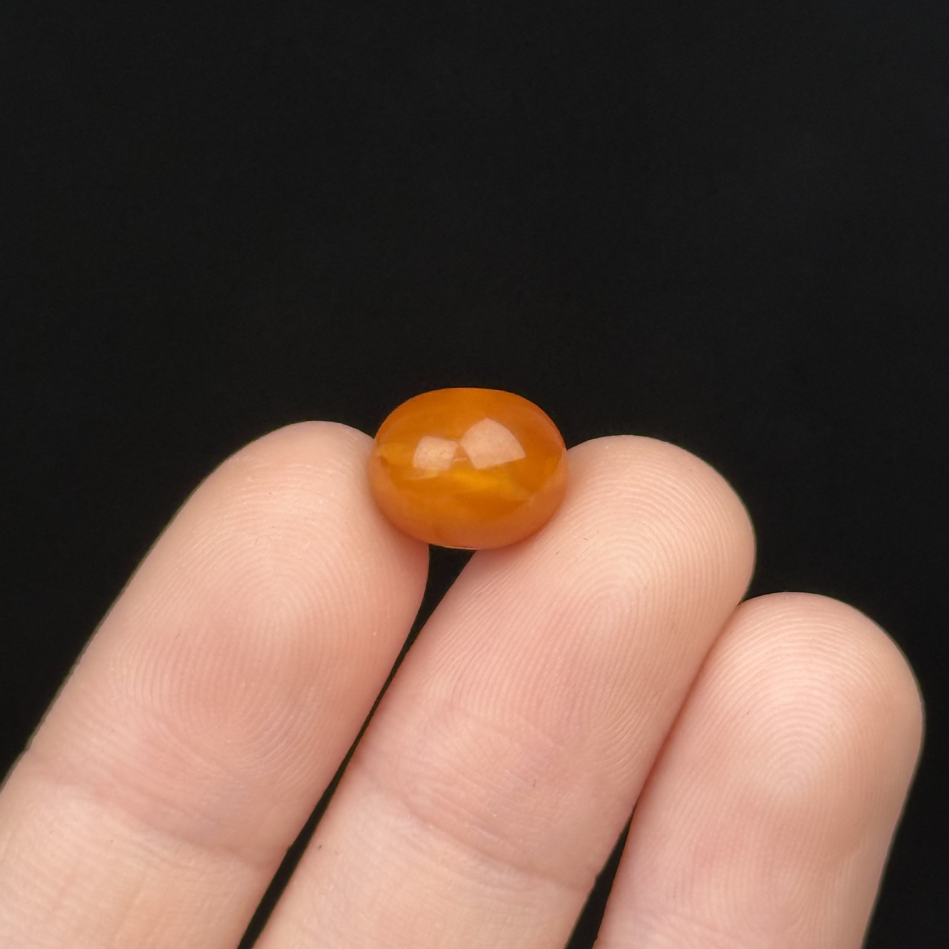 D7153天然原矿蜜蜡 鸡油红墩子10.2*8.2mm 支持鉴定 假一罚十