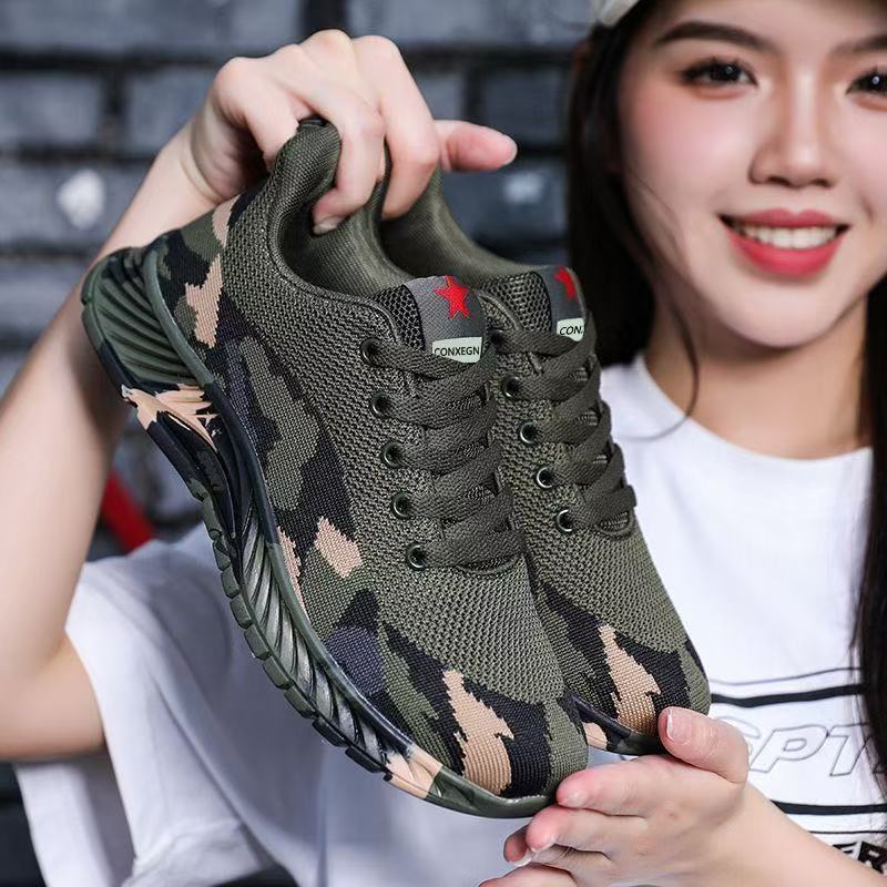 迷彩鞋男女同款春秋户外登山鞋学生军训训练鞋解放鞋工地劳保鞋