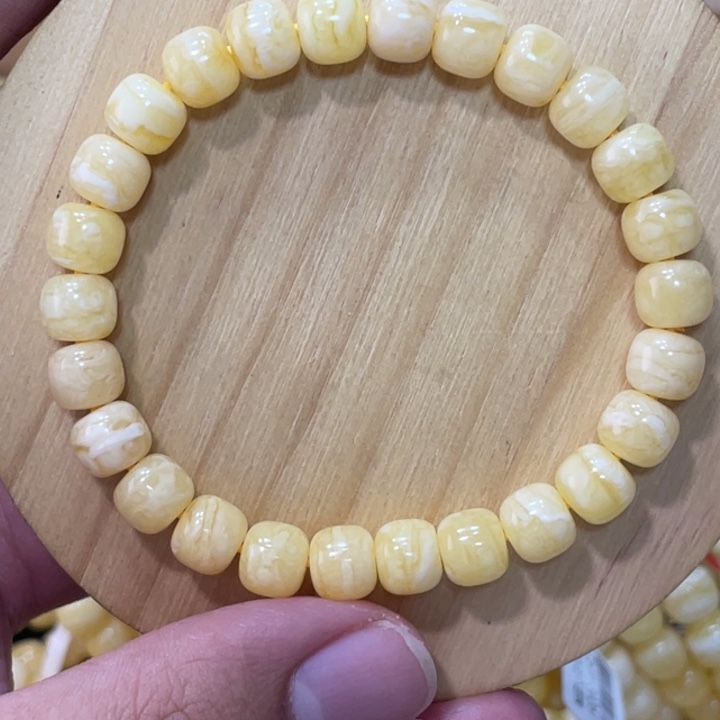 琥珀手链未镶嵌八毫米虎皮纹