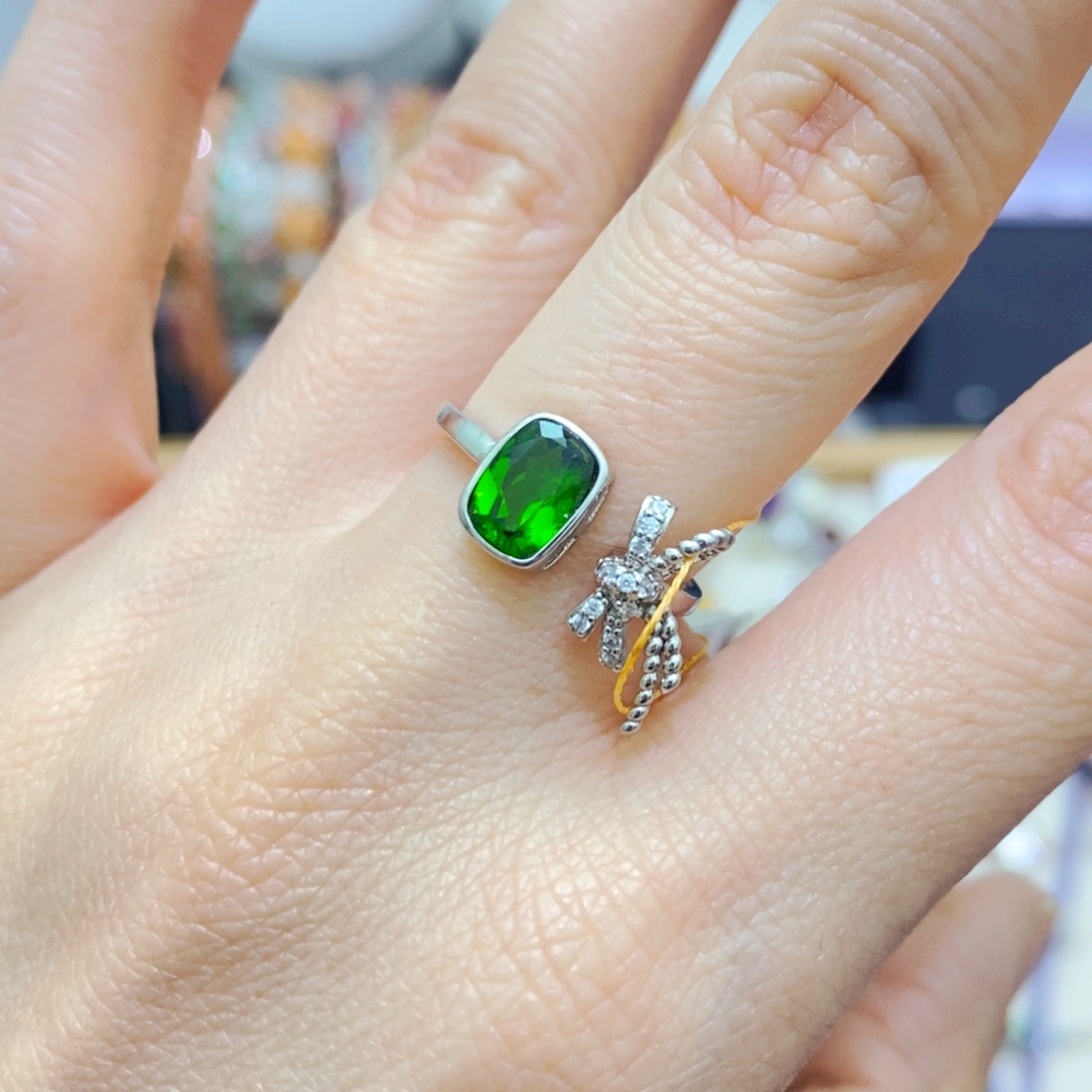 透辉石戒指银S925镶嵌