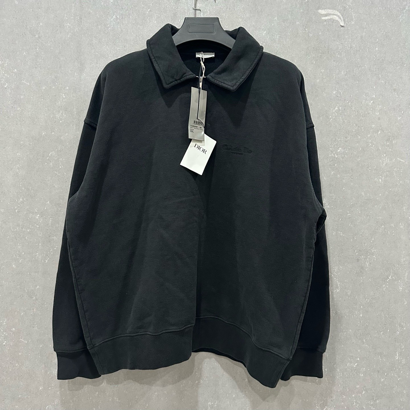 未使用 DIOR/迪奥 黑色刺绣logo半拉链卫衣 XXL码005844