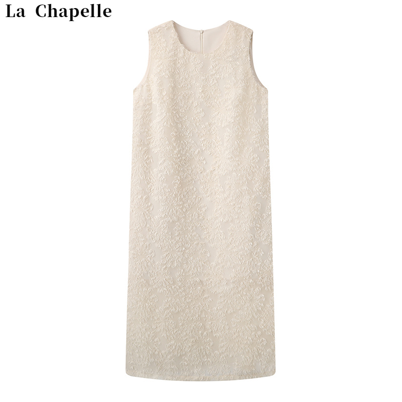 La Chapelle/拉夏贝尔【霓裳羽衣】富家千金高级感连衣裙肌理圆领裙