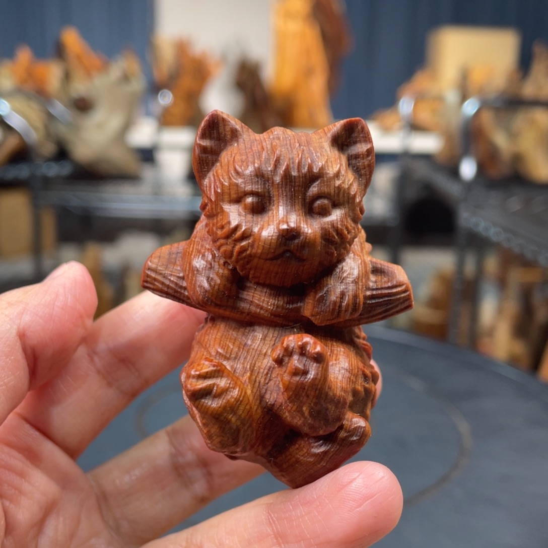 柏木（崖柏）手把件猫