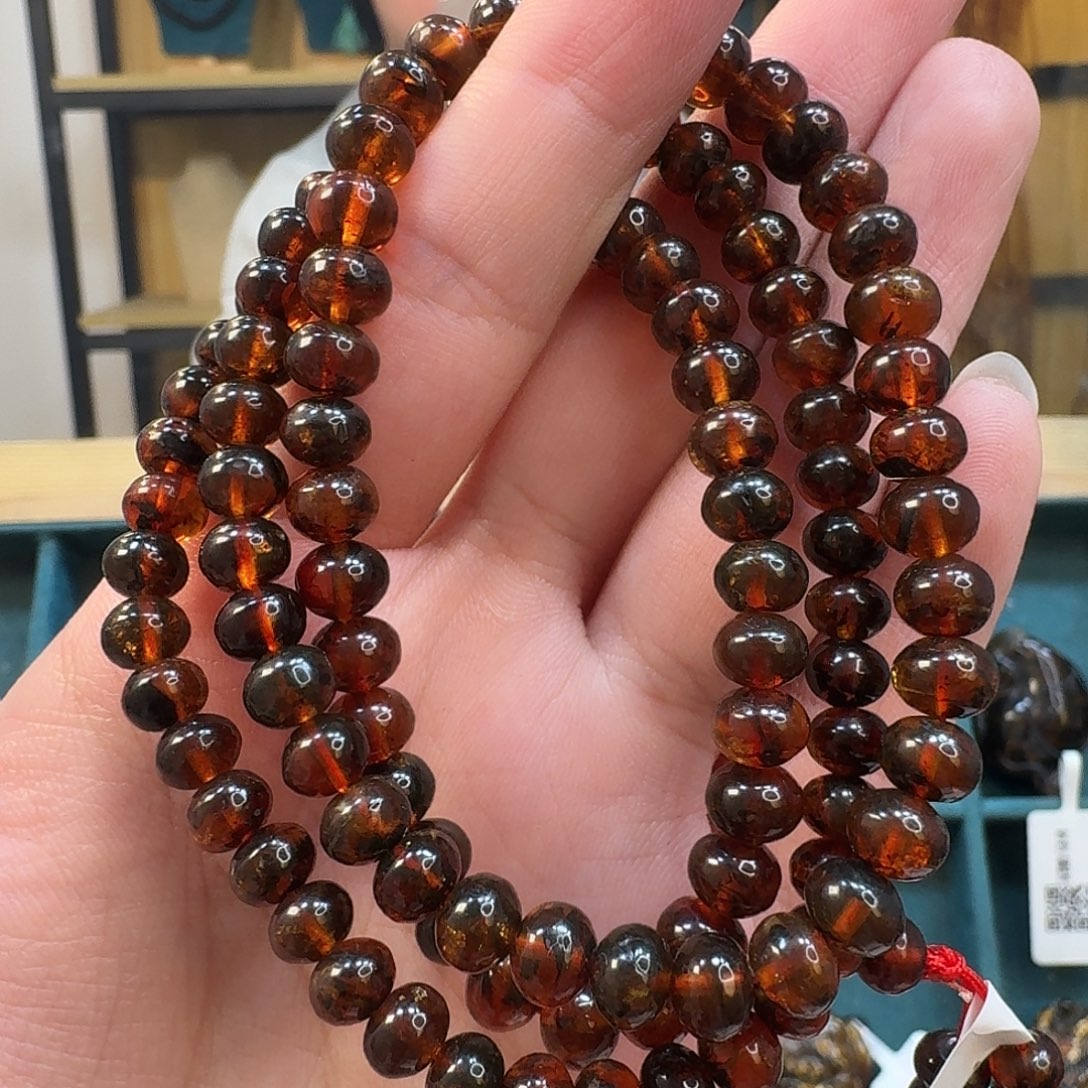 琥珀未镶嵌裸石抚顺琥珀6mm血珀108