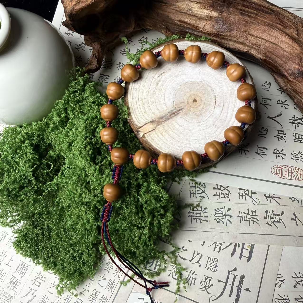 非金属木质手链 ZBG3035福禄满堂 核尖原皮原色手串 多样性发其一