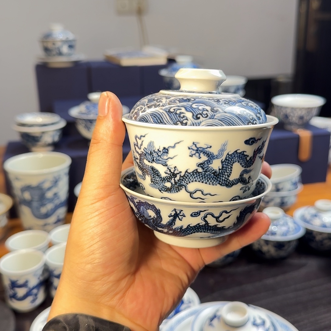 S***Y小小明堂双龙盖碗杯子