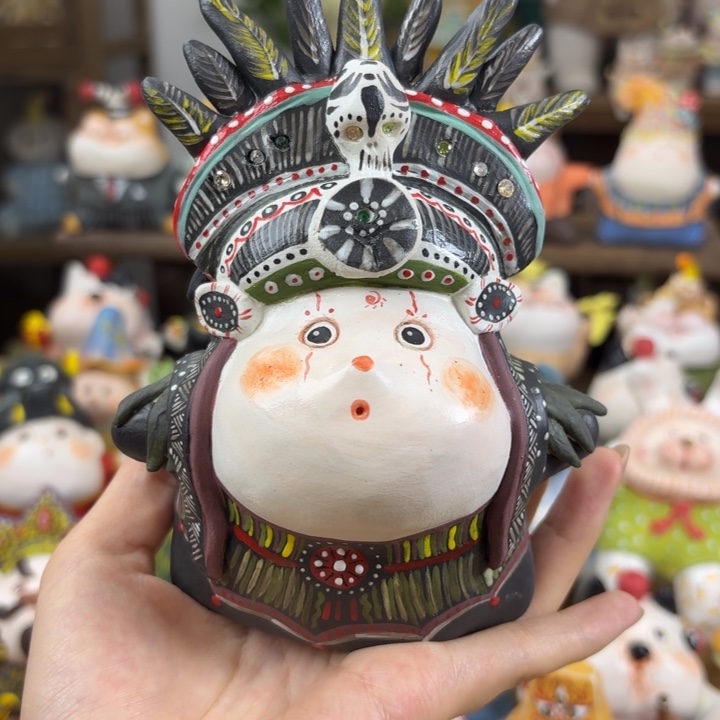 陶土手捏陶艺摆件