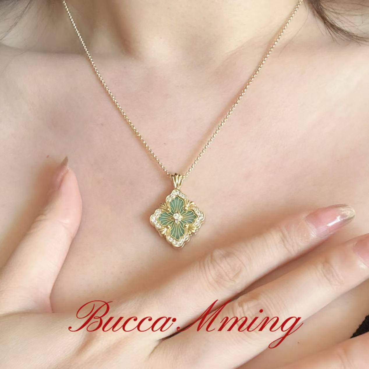 合金项链 Mming布布大号项链饰品轻奢小众高级百搭彩色