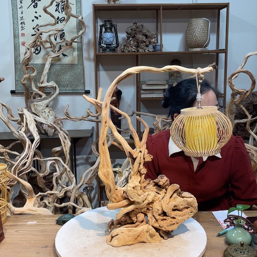 香杉木杜鹃根根艺摆件