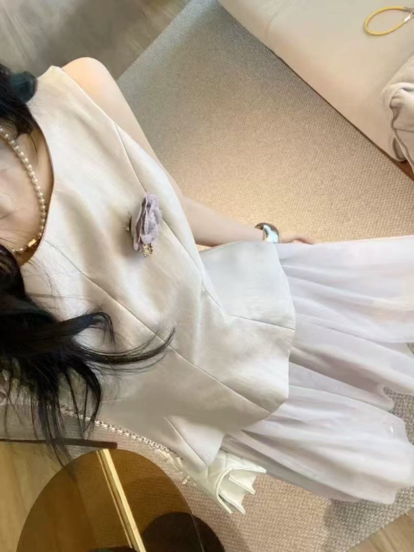 夏季新款法式气质高级感缎面显瘦系带时尚套装裙