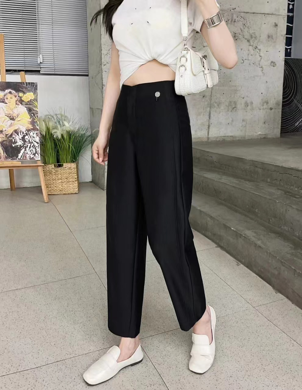 邹先森68-28显瘦高腰休闲百搭黑色夏季休闲裤