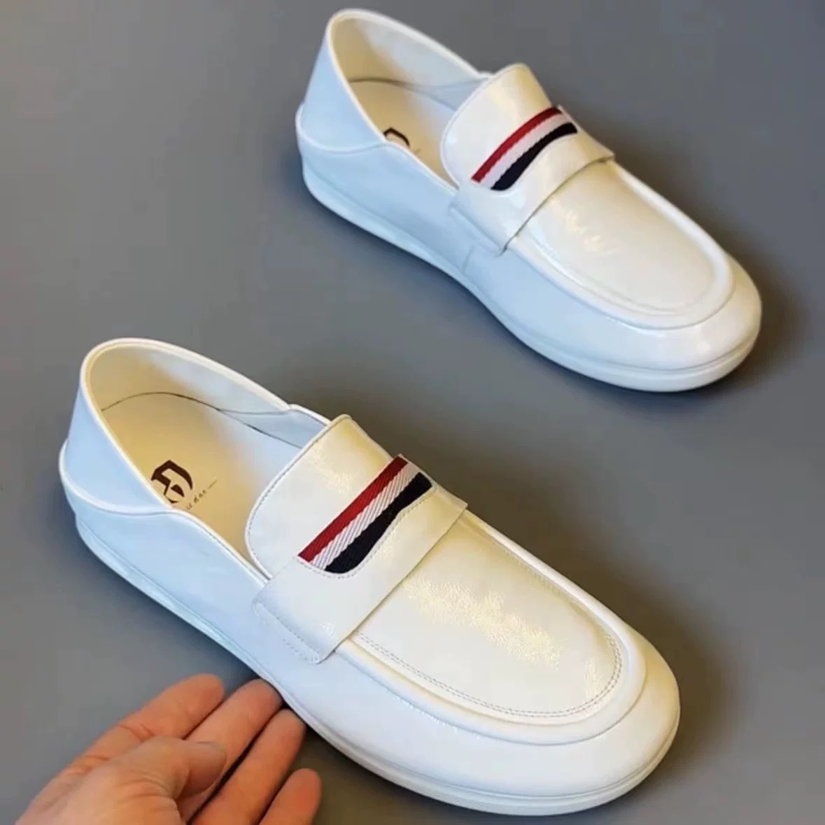 夏季纯皮男士透气豆豆鞋男时尚潮流百搭懒人鞋一脚蹬舒适鞋