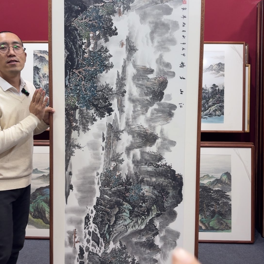 国画手绘作品带框210成80