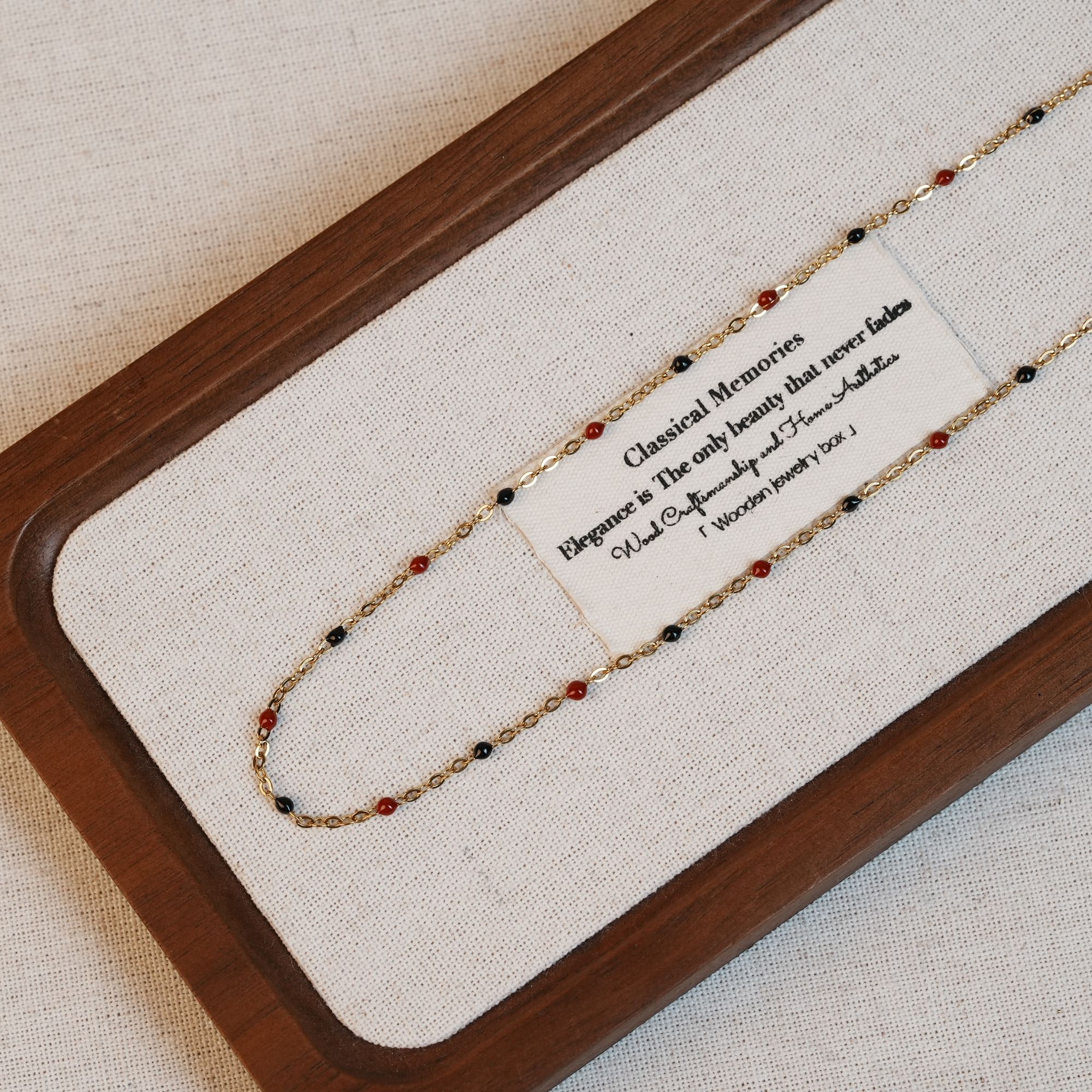 钛钢项链 [红黑]张十六原创设计手工串珠复古夜石榴百搭颈链