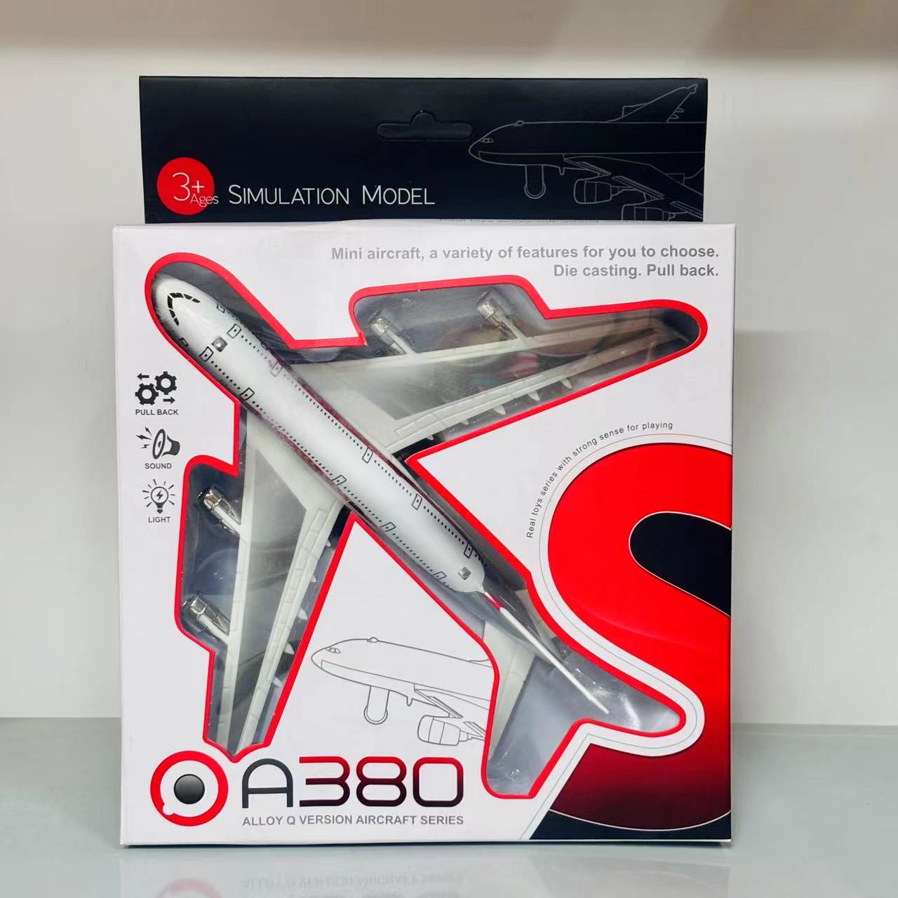 合金声光民航飞机带回力玩具