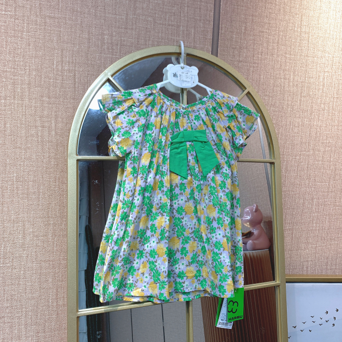 AN338    宝宝绿色碎花短袖连衣裙  夏季