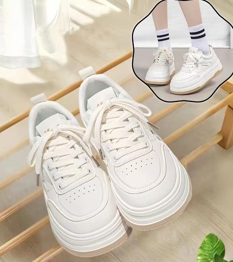 休闲板鞋夏季增高厚底白色低帮女鞋时尚板鞋春季
