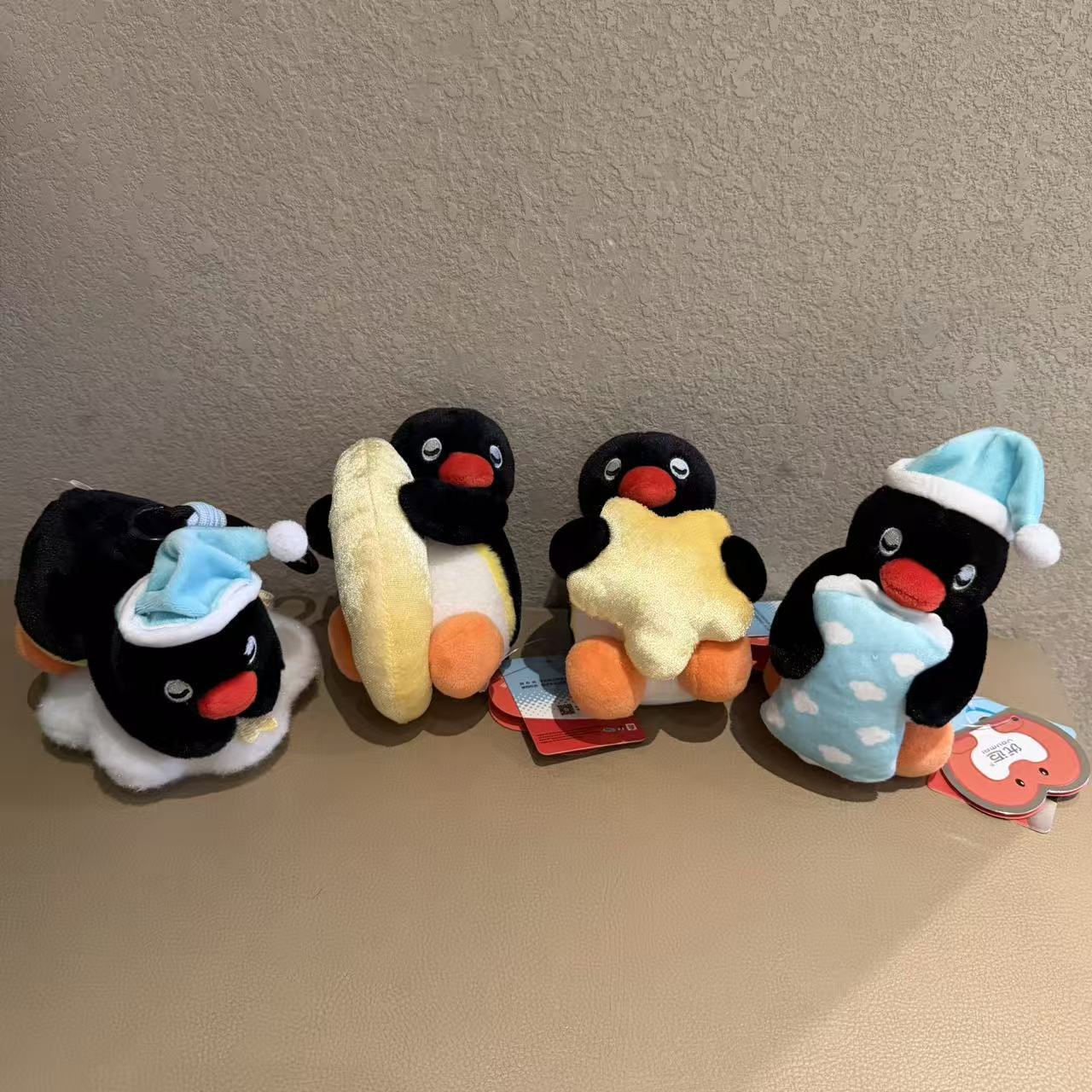 正版晚安Pingu企鹅家族毛绒玩偶钥匙扣公仔卡通包挂件可爱送礼物