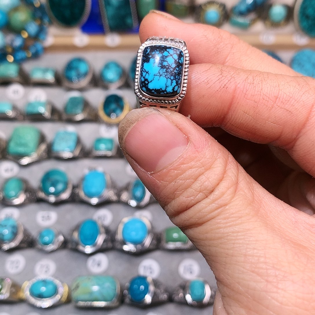 绿松石挂件银S925镶嵌