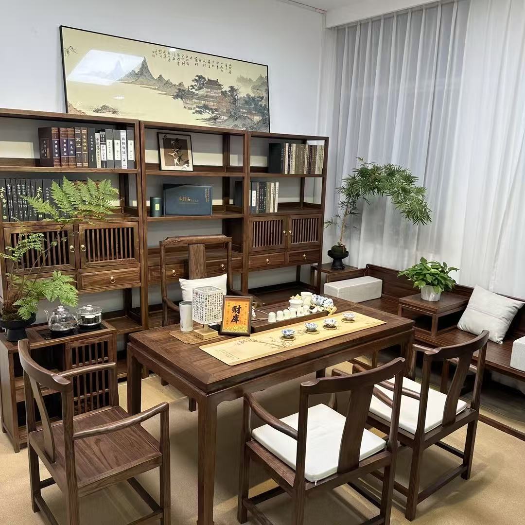 【宋式美学】实木马蹄桌椅组合现代简约家用办公室茶台禅意泡茶桌