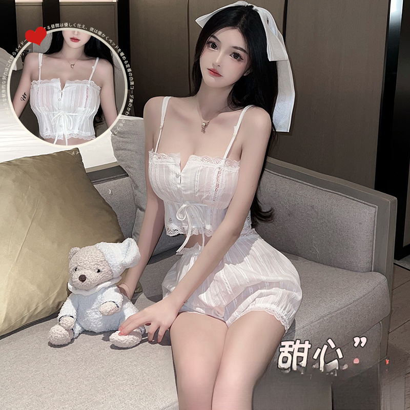 新款内衣吊带裹胸【80-140斤】睡衣睡裤蕾丝薄款性感家居服显瘦套装