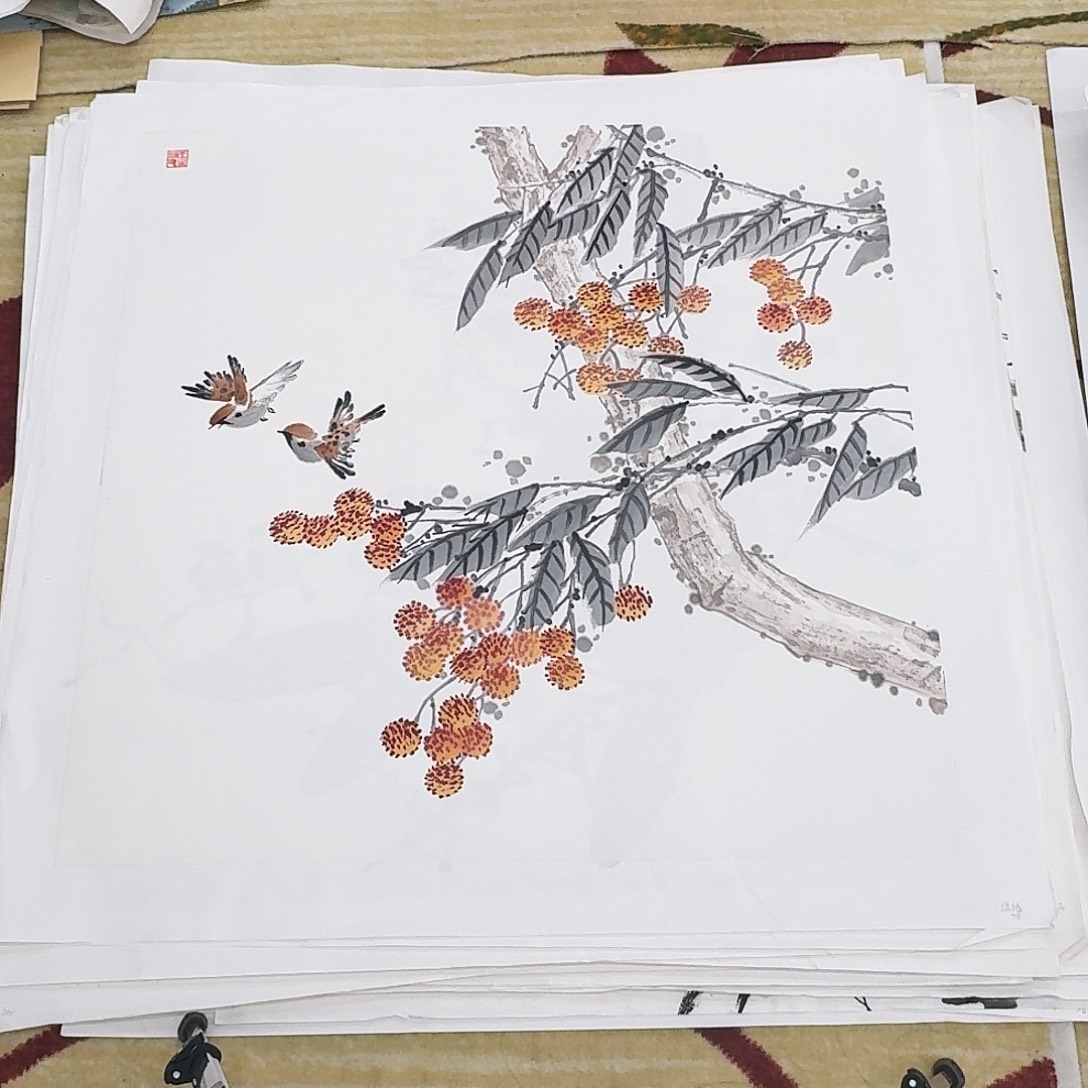 国画四尺斗方手绘作品