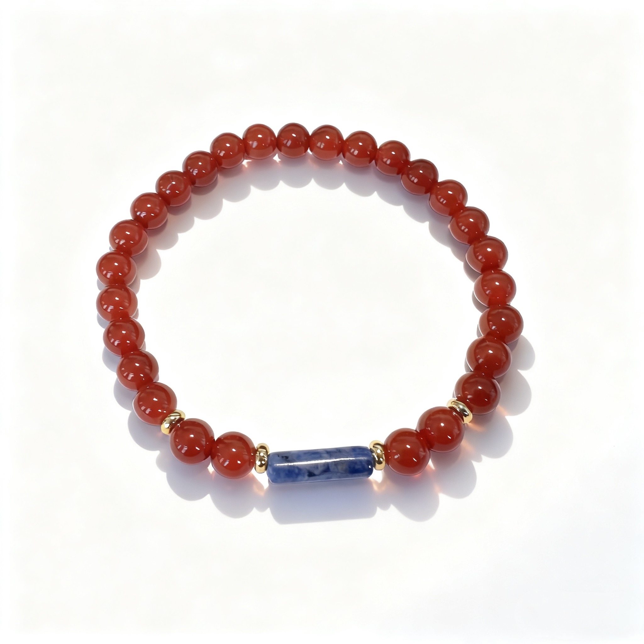 T81南红配蓝龙手串6mm（随机礼盒）