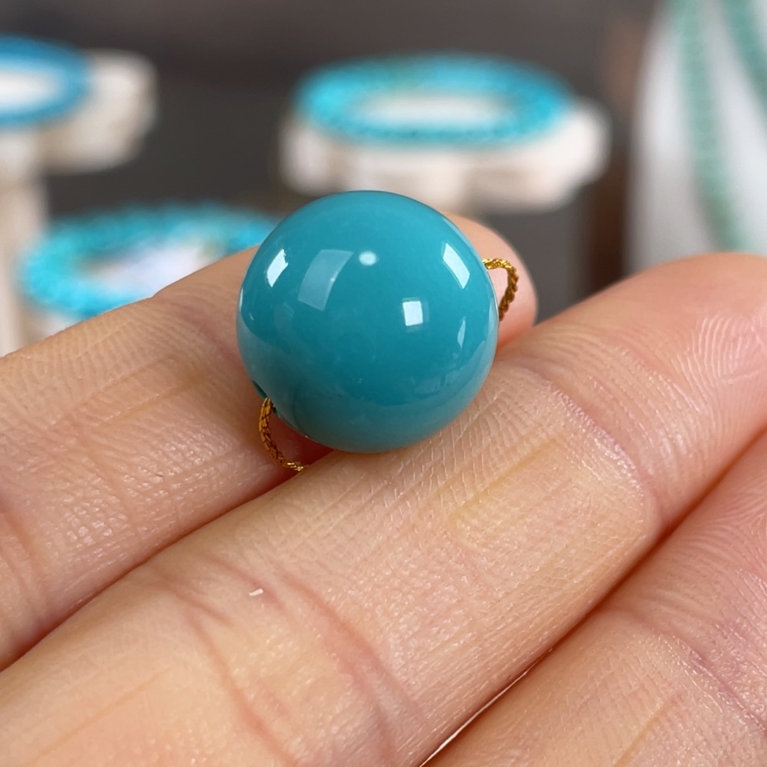 绿松石未镶嵌套链精品圆珠14.4mm