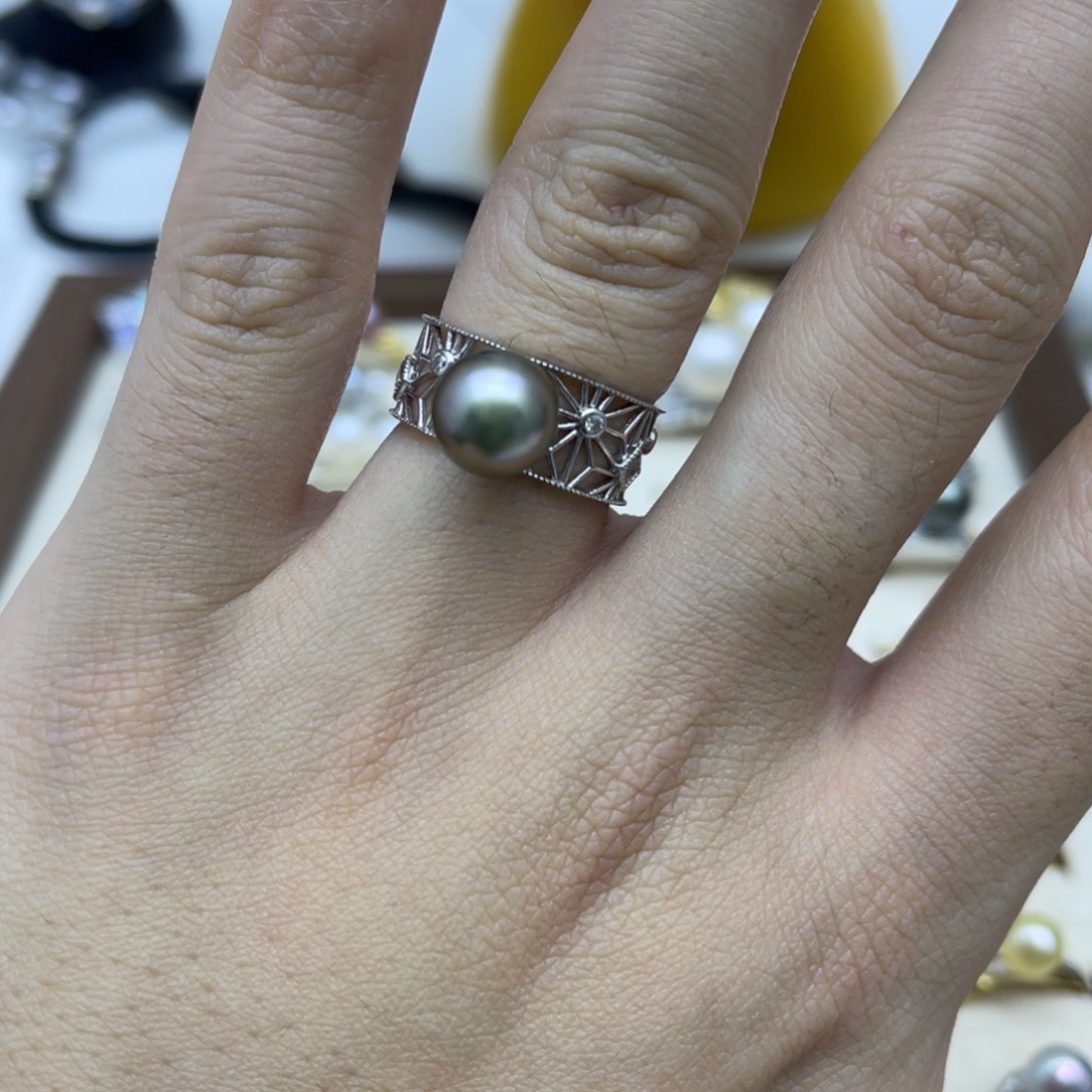 戒圈海水珍珠银S925镶嵌