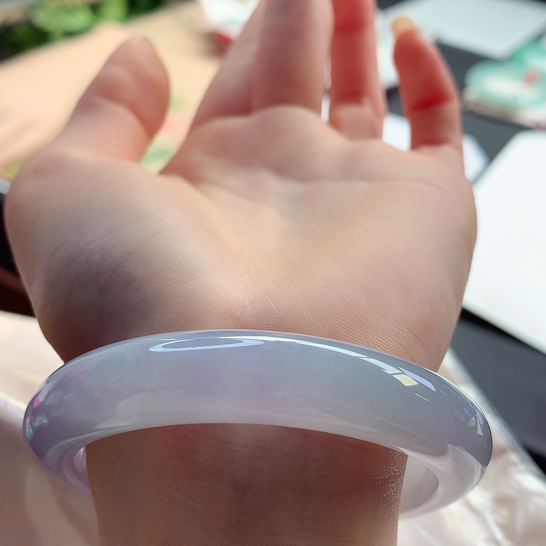 翡翠手镯未镶嵌天然翡翠57-58葡萄紫梦幻紫紫霞仙子