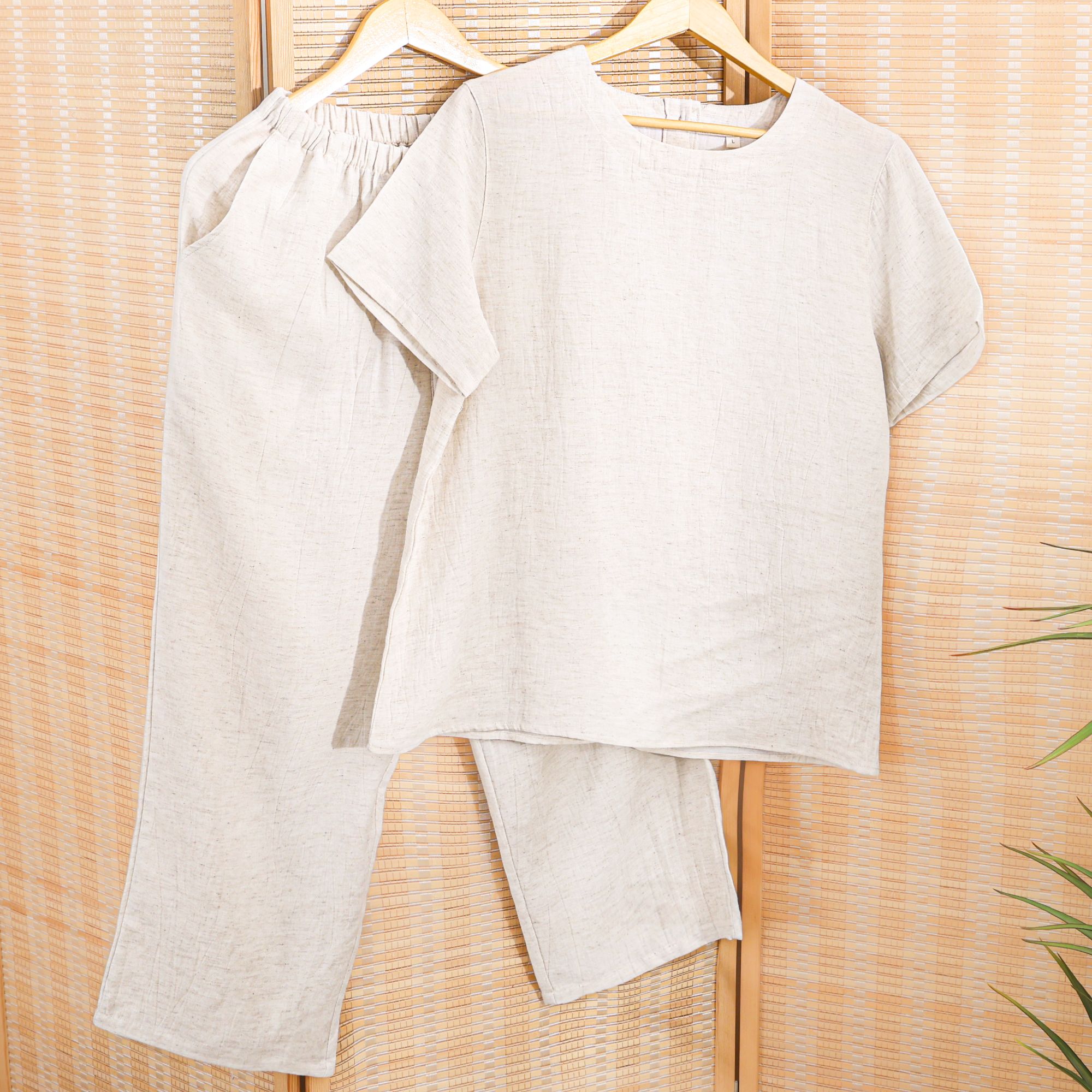 【家居服】夏季简约素雅罗布麻家居服柔软亲肤透气可机洗 复古休闲