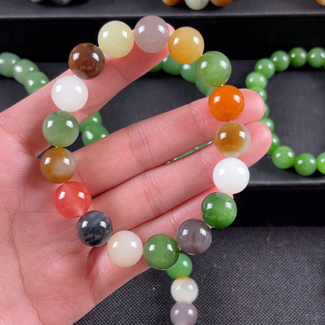 和田玉手串未镶嵌蜕***子卡12