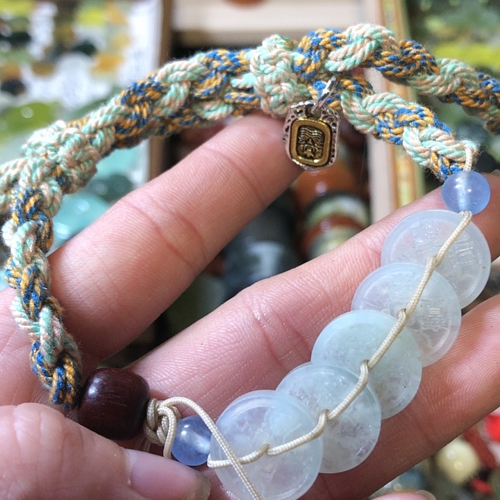 岫玉岫玉五帝钱手链未镶嵌