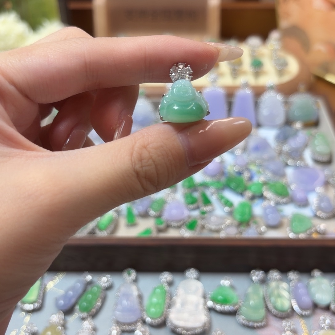 翡翠银S925镶嵌吊坠(不含链)