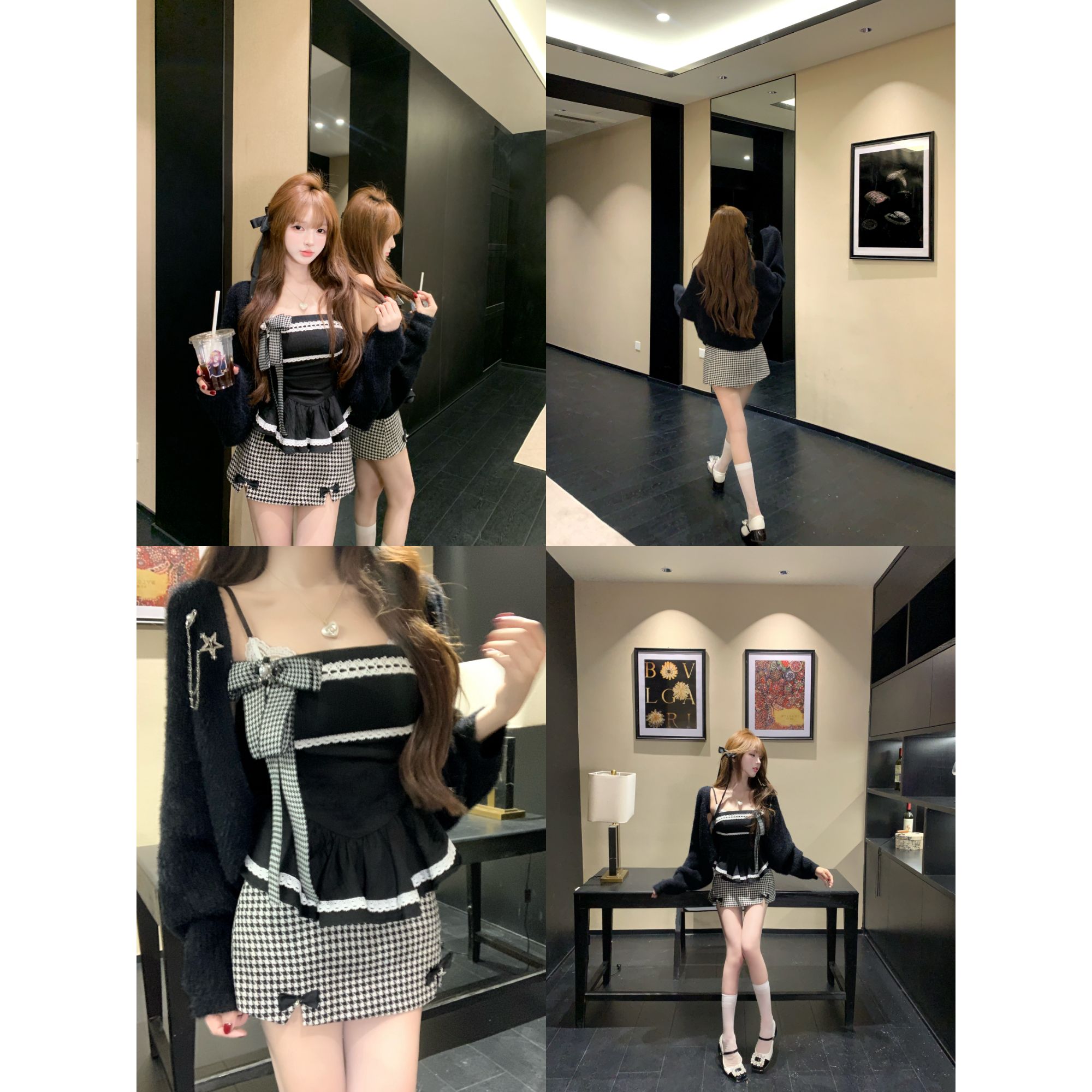 瑞茜·威瑟斯 日杂少女 秋季纯欲风小众显瘦吊带上衣半裙 R9309-1D