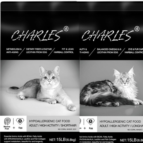 查尔斯猫粮天然配方营养鸡鱼高蛋白长毛短毛成年猫粮6.8公斤宠物