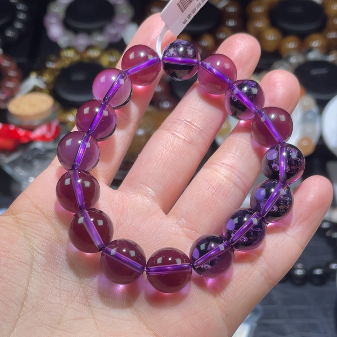 正***源未镶嵌水晶手链12mm紫水晶手链单圈