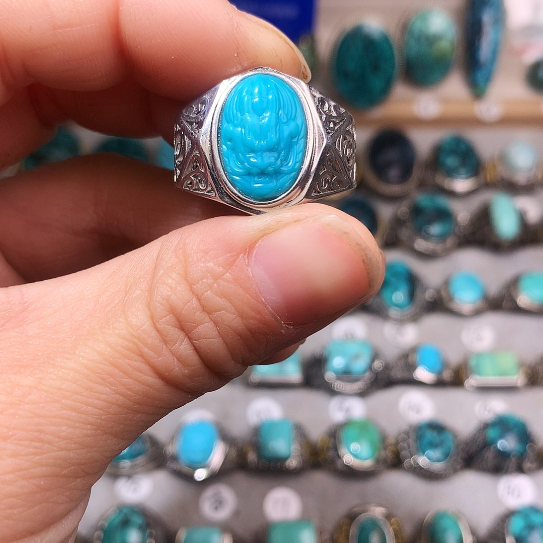 绿松石挂件银S925镶嵌