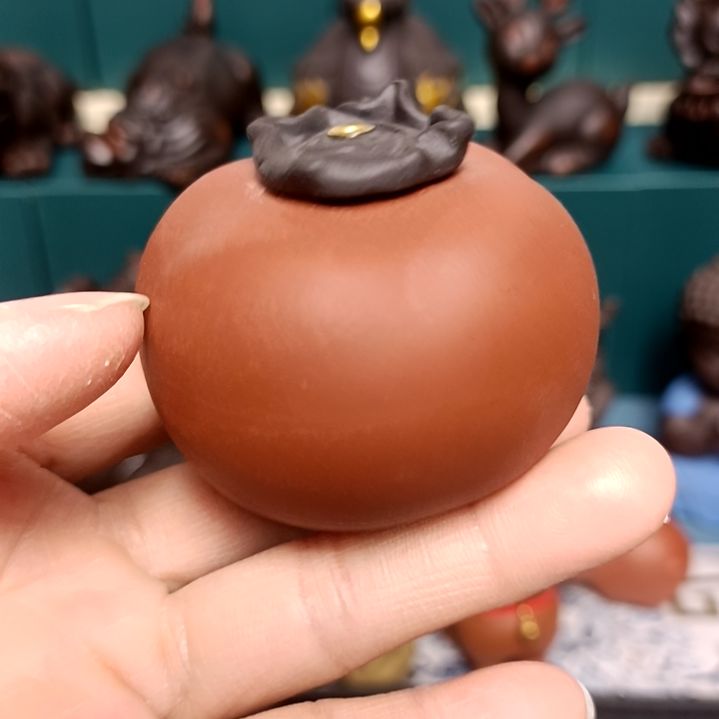 茶宠紫砂柿子茶宠摆件