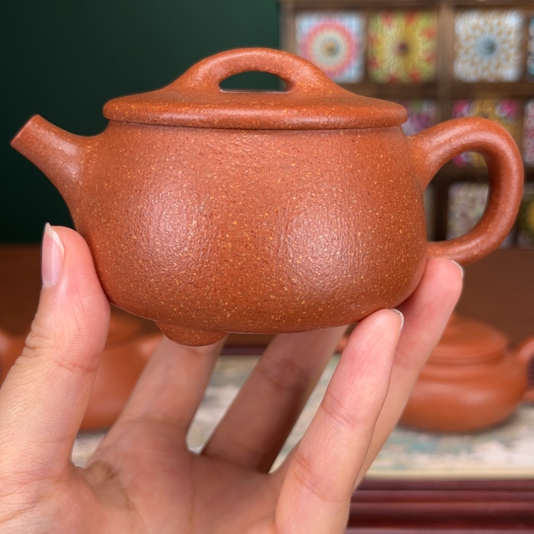 茶壶紫砂宝山红降坡宽口石瓢180cc