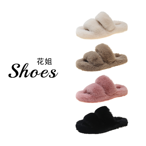 仙女风简约时尚外穿百搭平底毛毛拖鞋