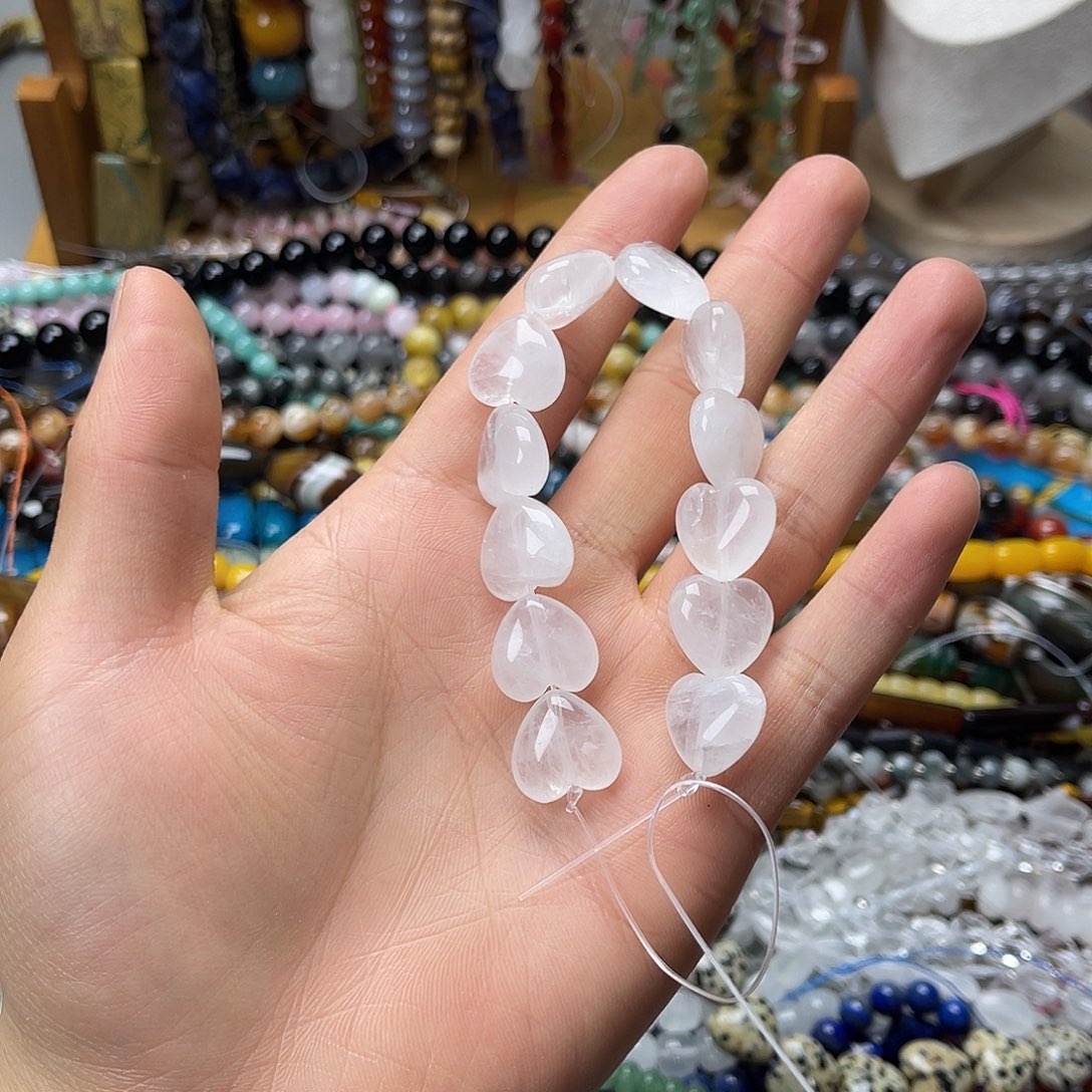 玛瑙/玉髓未镶嵌珠宝半成品卡16白水爱心12颗