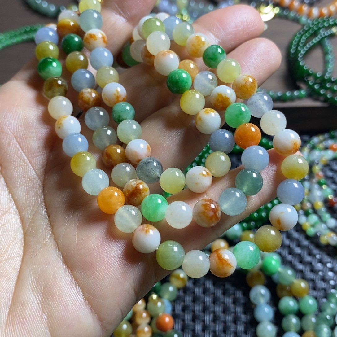 定制翡翠未镶嵌多宝项链
