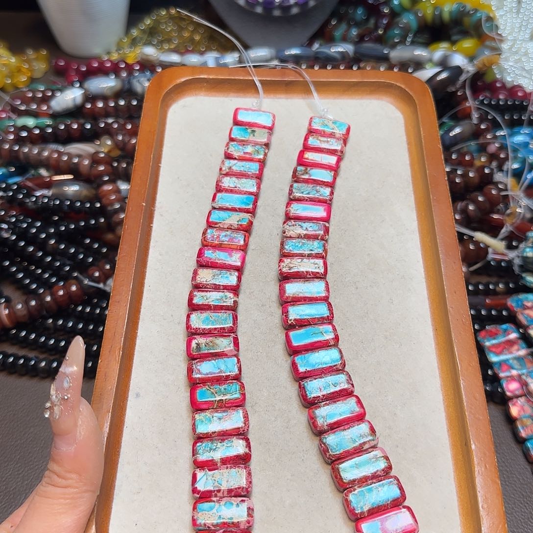 玛瑙/玉髓合金珠宝半成品10✖️20mm帝皇手牌一串