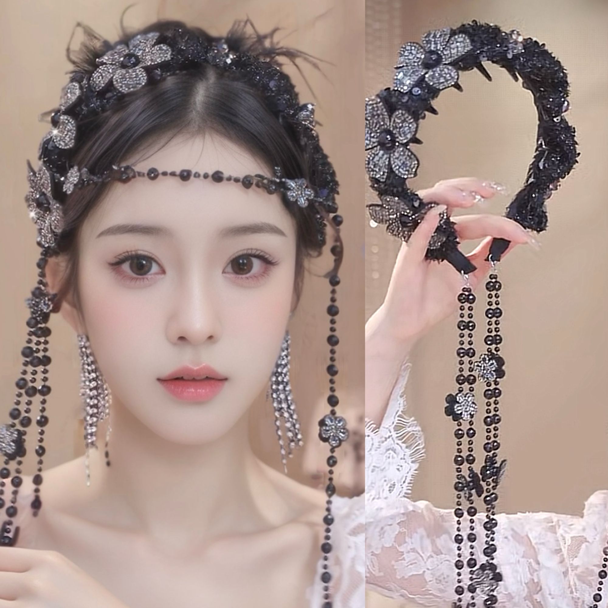 新款【璀璨发箍】流苏可拆卸复古休闲风原创设计增高颅顶百搭发箍