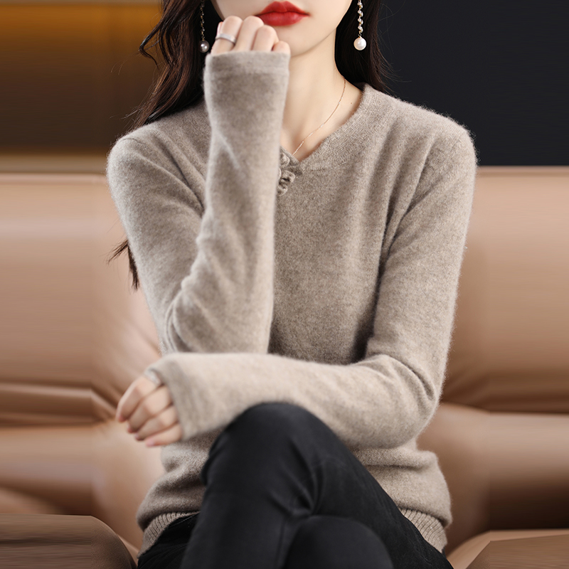 【梅姐专属】秋冬长袖羊毛衫针织上衣百搭女士宽松休闲YM-QHRW-2306