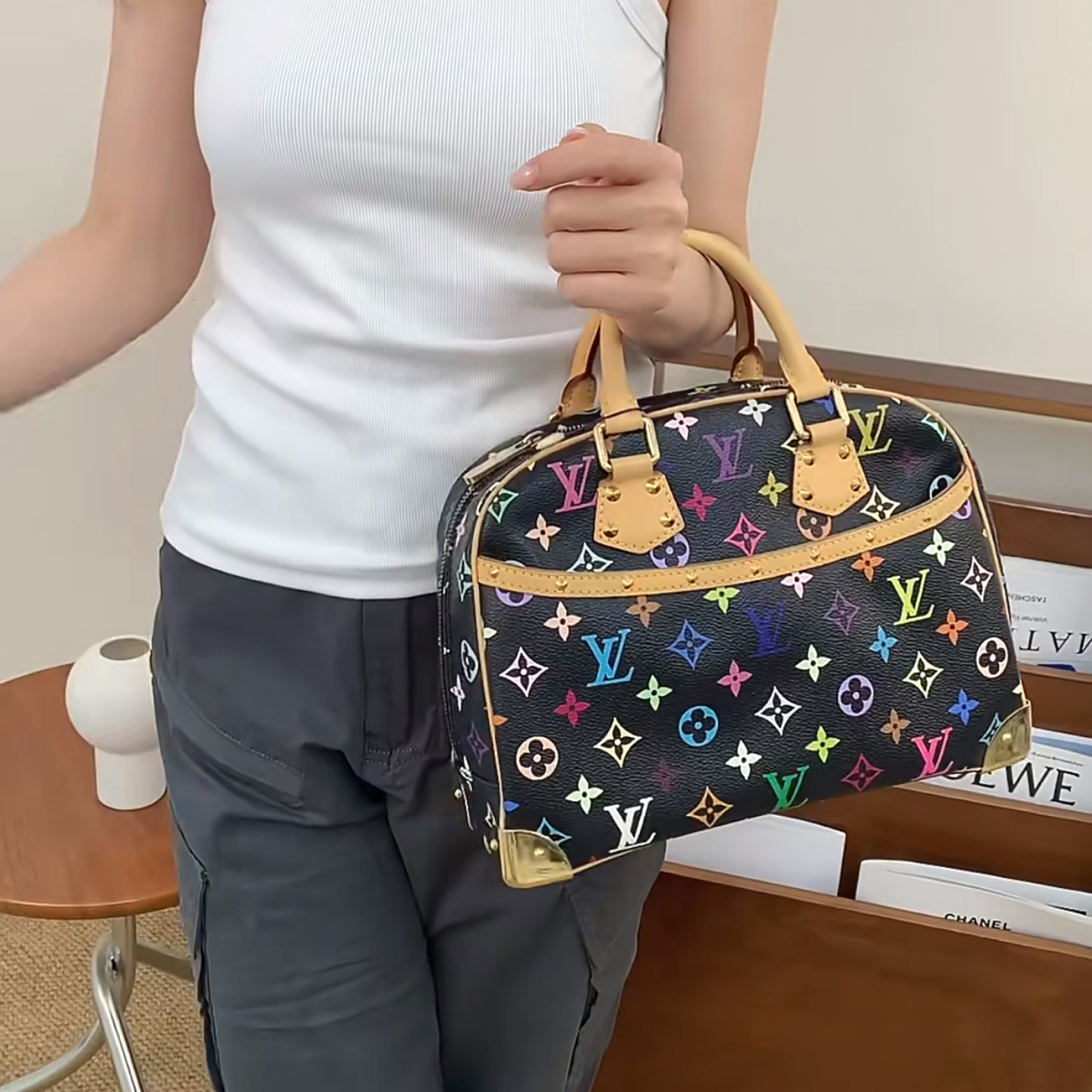 95新 LouisVuitton/路易威登 御古屋/39109/黑三彩珍妮手提包 07